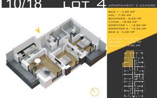 3 camere decomandat Titan Pallady  Metrou Nicolae Teclu - Schiță 2