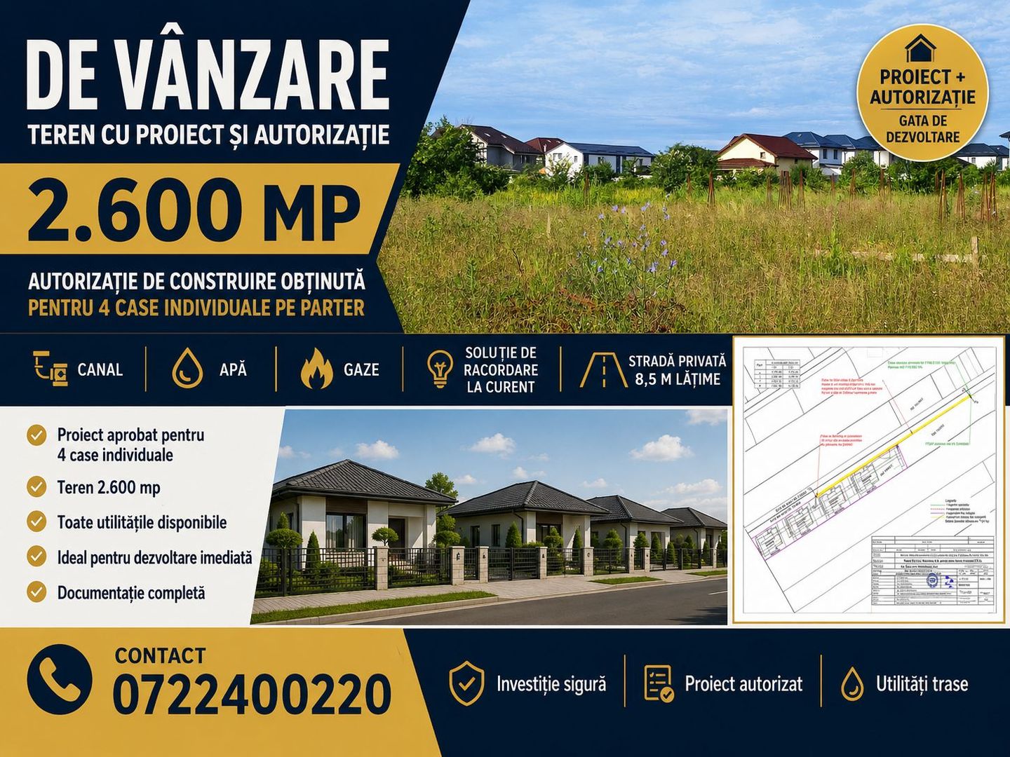 Teren  + Autorizatie Construire - Poză 1