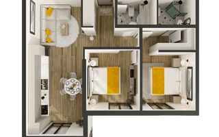 Vânzare, apartament, 2 camere + living, strada Nicolae Dimo, Durlești - Poză 6