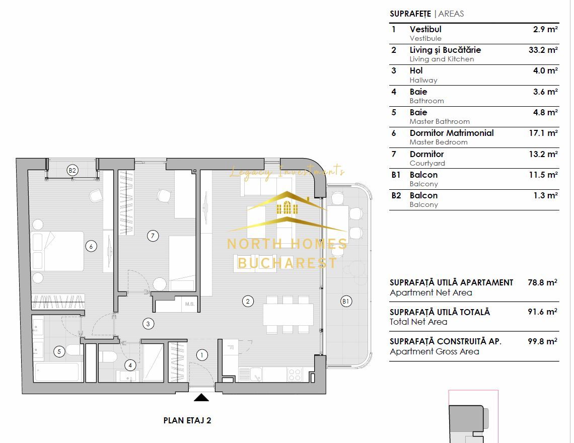 Apartament de 3 camere foarte luminos cu terasa - Domenii - Poză 14
