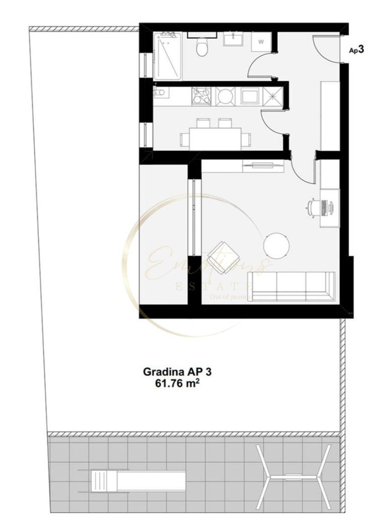 NOU | Apartament 1 cameră modern cu grădină și balcon generos | Parcare inclusă - Schiță 4