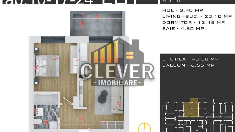 Studio Modern în Pallady: 40.50 mp, Direct de la Dezvoltator și 0% Comision - Schiță 9
