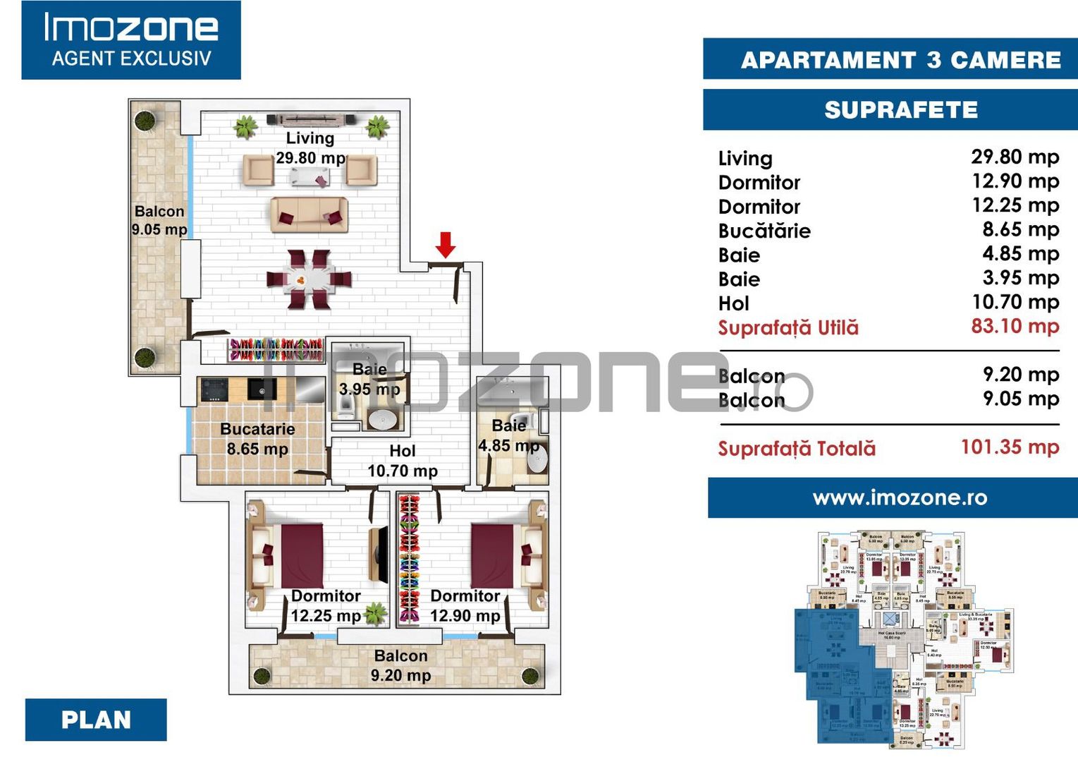 Drumul Taberei, 3 camere, 2 bai, 101mp utili,bucatarie inchisa, centrala proprie - Poză 1