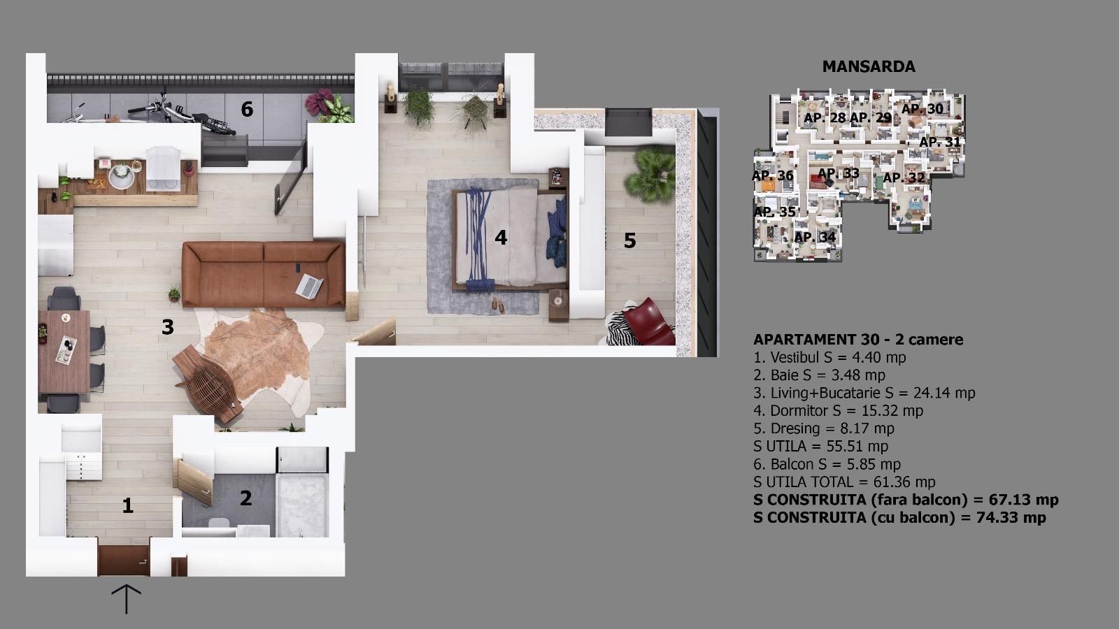 Apartament 2 camere Otopeni | bloc cu lift | 10 minute pe jos de centru - Schiță 11