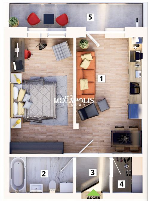 Garsoniera Sanpetru-Brasov/Tva inclus - Poză 1