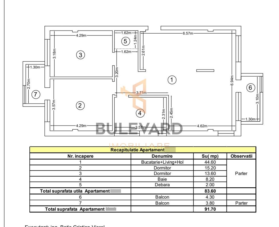 Apartament cu 3 camere/CF/83.6mp/zona strazii Stejarului! - Poză 2