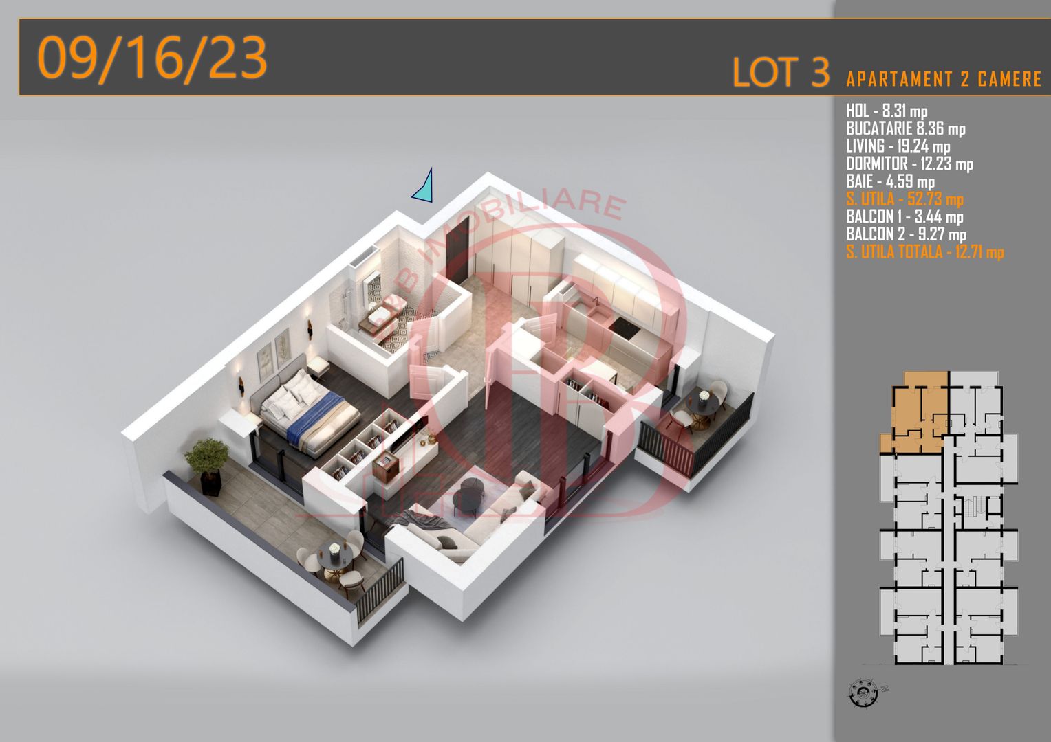 Apartament decomandat 2 camere Titan-Pallady-Metrou Teclu - Schiță 2