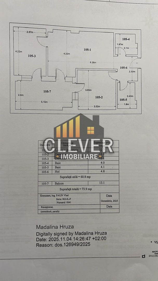 Apartament 3 Camere Finalizat - Pallady, 8 min metrou Teclu - Schiță 30
