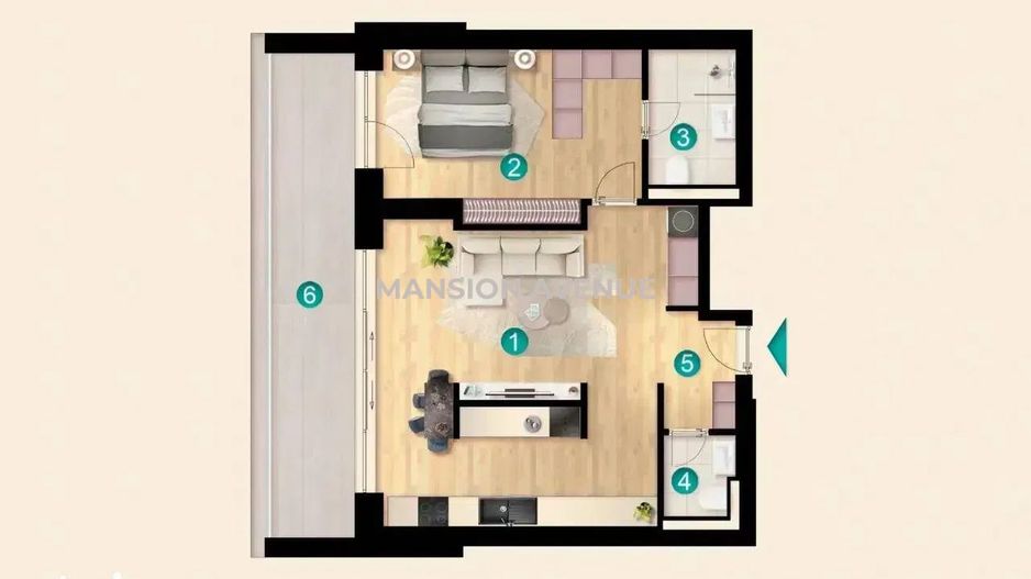 Apartament luminos cu 2 camere, si terasa de 18 m.p., KronenPark - Schiță 10