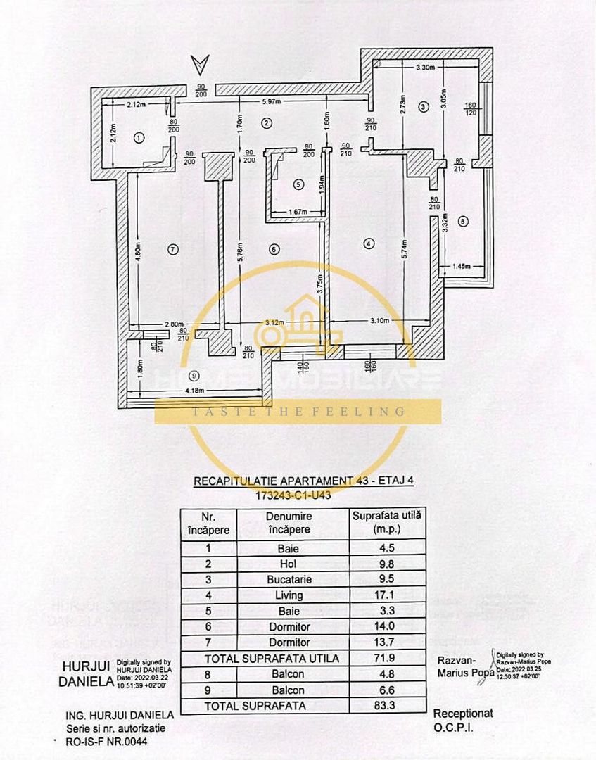 Etaj intermediar, 3 camere decomandat bloc nou, zona Copou - Poză 13