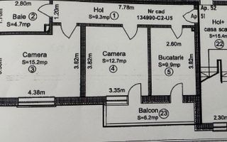 Apartament 2 camere | zona Deventer | etaj 1 - Schiță 16