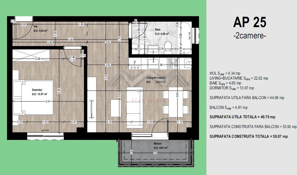 Apartament nou, mobilat, utilat, parcare si TVA incluse, comision 0 - Schiță 8