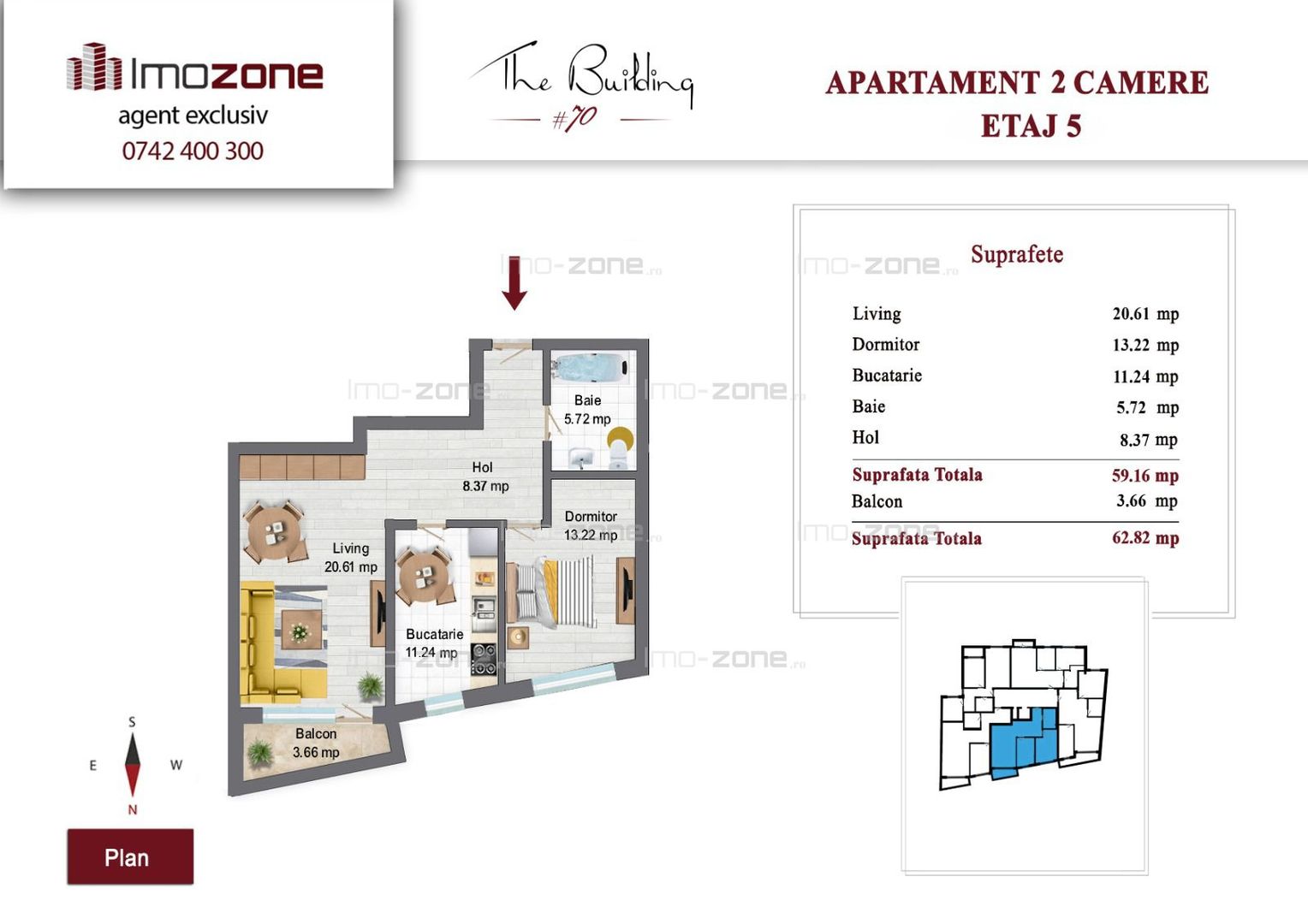 Drumul Taberei, Mall Plaza, 2 camere, lift,decomandat,FINISAT COMPLET - Schiță 1