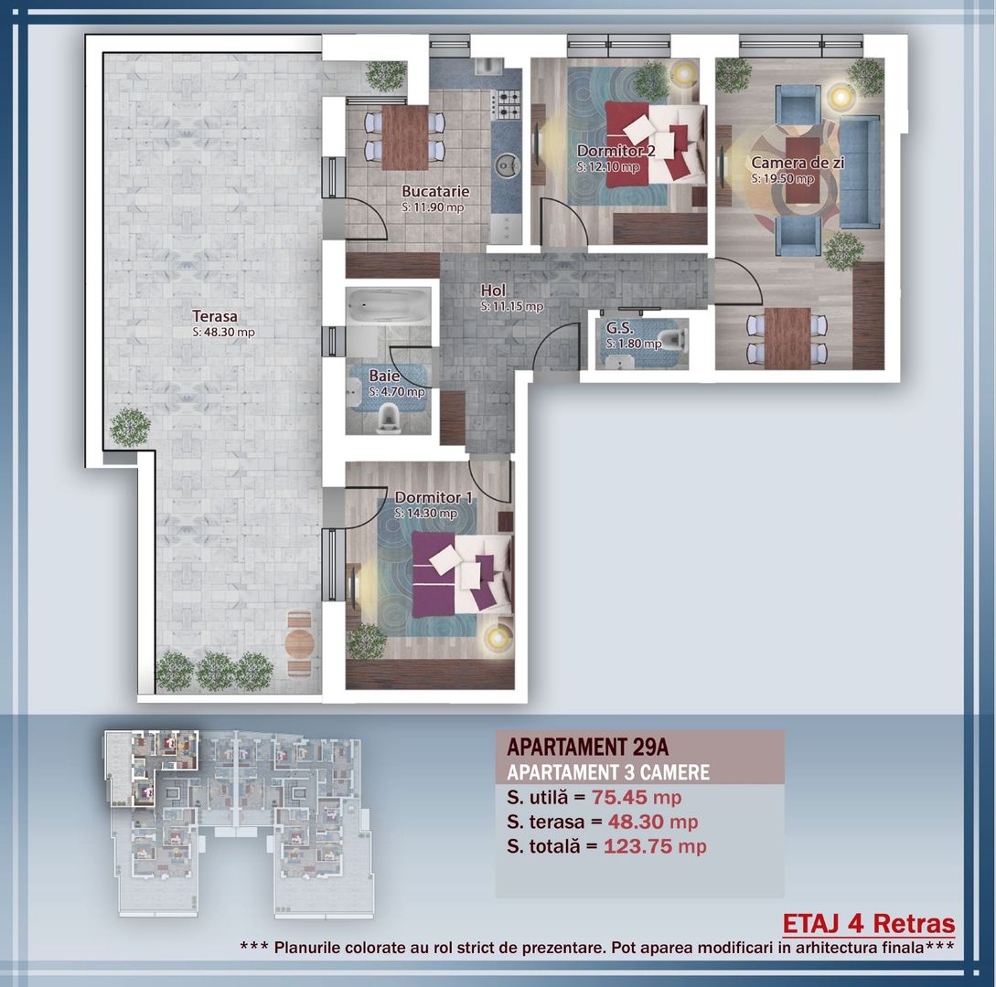 AP. 3CAM SPATIOS+TERASA 48MP IN BLOC PREMIUM P+4 / COMISION 0%! - Poză 2
