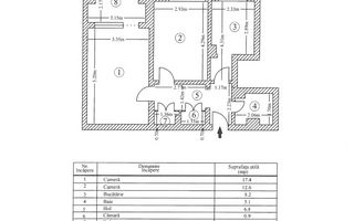 2 Camere | Dorobanți | 50mp | Decomandat | Mobilat - Schiță 10