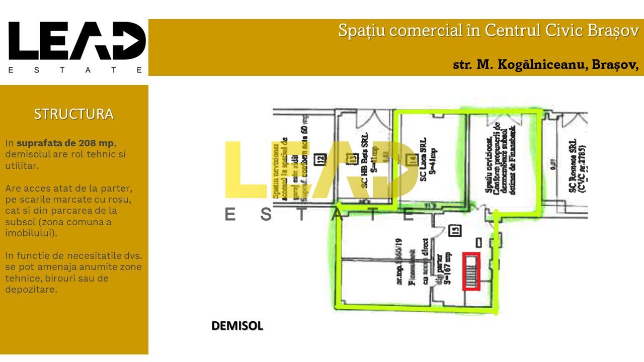 Spatiu comercial de inchiriat, 1974 mp utili, Centrul Civic Brasov! - Poză 3
