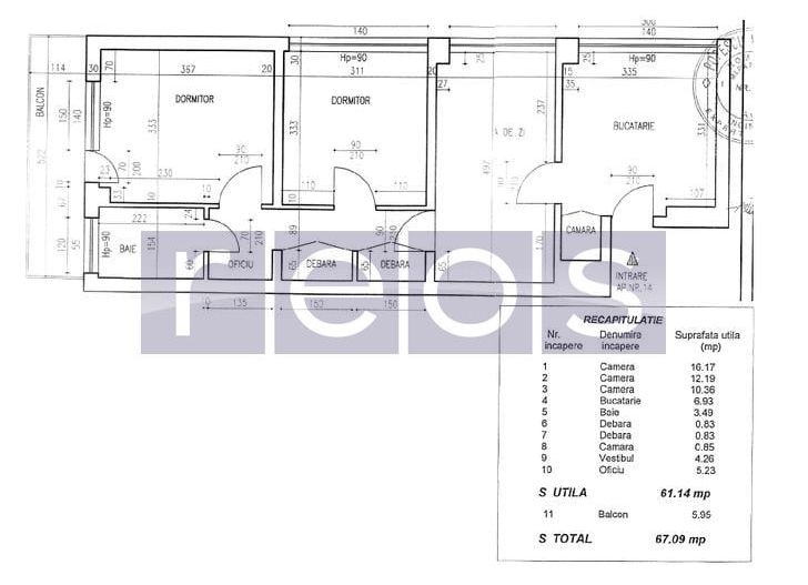 VANZARE APARTAMENT 3 CAMERE CENTRALA PROPRIE IANCULUI 67MP MOBILAT UTILAT - Poză 10