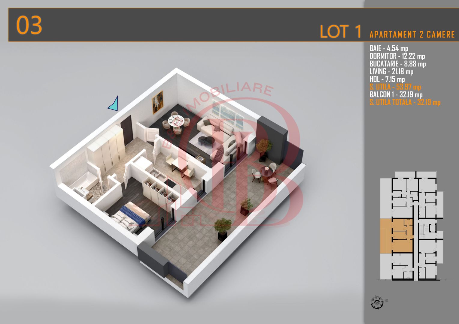 Apartament 2 camere cu terasa-Titan Pallady Metrou Teclu - Schiță 1