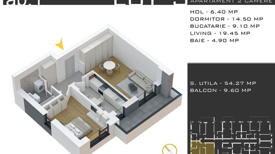 2 camere decomandat -parcare inclusa -Pallady - Schiță 12