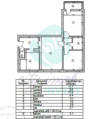 3 camere | Metrou 1 Decembrie 3 min | Bloc anvelopat - Poză 3