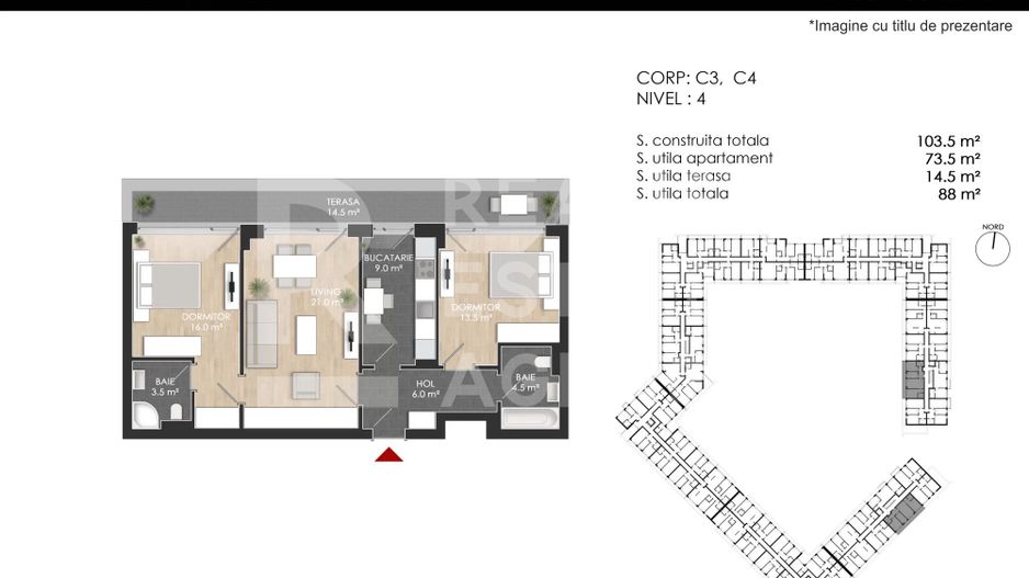 Vânzare, apartament cu 3 camere în zona Bucureștii Noi - Poză 3