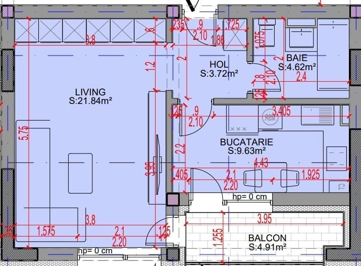 Garsoniera spatioasa incalzire prin pardoseala bloc boutique - Schiță 4