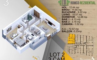 Apartament 3 camere,Panouri Fotovoltaice,Costuri minime,Pallady/Titan - Poză 6