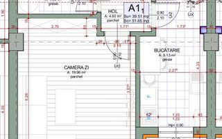 Apartament cu 1 camera, 42 mp utili, cu balcon, etaj 1, bloc nou - Schiță 7