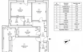 3 camere | 82,32 mp | 2 băi | 2 balcoane | Baba Novac Residence - Schiță 22