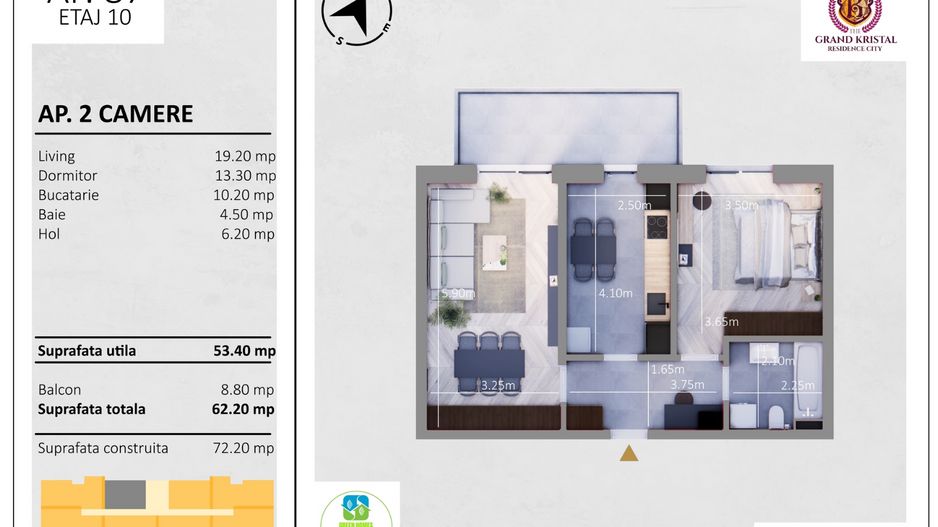 Apartament decomandat - 2 camere, bloc nou, zona excelenta, Sector 4 - Poză 9