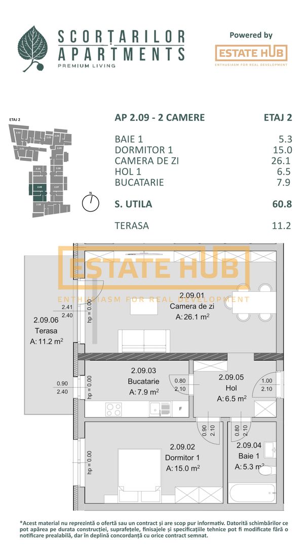 Apartament nou 2 camere Zona Centrala | Comision 0% - Poză 2