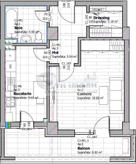 BLOC NOU! Apartament cu o camera+dressing Tatarasi etaj 10 50mp 85.000 euro - Poză 8
