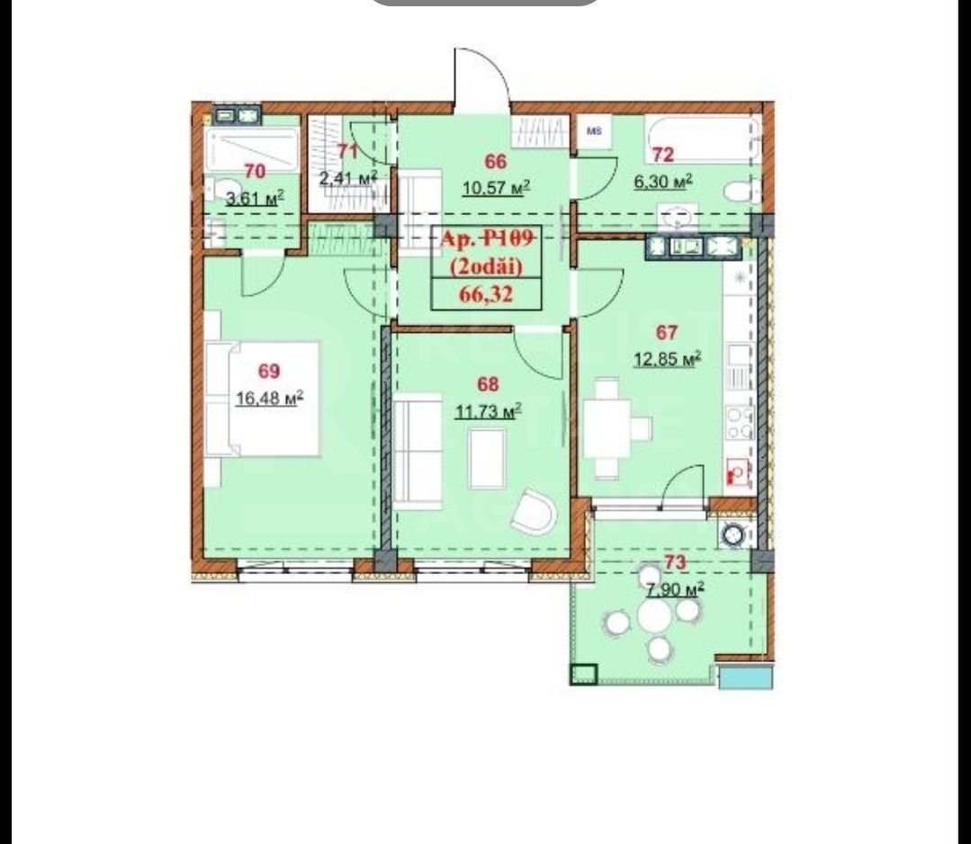 Vânzare, apartament, 2 camere, terasă, strada Grenoble, Botanica - Poză 2