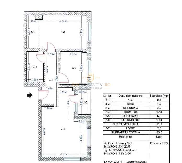 Apartament cu 2 camere, decomandat, parcare inclusa, Comision 0% - Schiță 8
