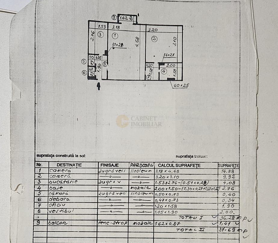 2 Camere | Centrala Proprie | Metrou Lujerului - 5 Minute - Schiță 9
