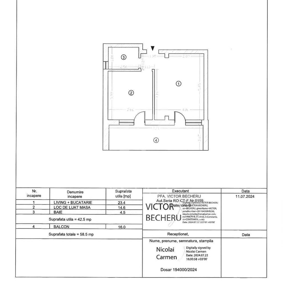 Apartament 2 camere Mamaia Nord vedere la mare - Schiță 11