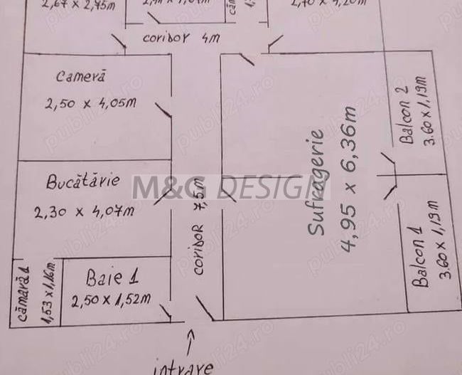 Apartament 4 camere Dambovita cu centrala - Schiță 10