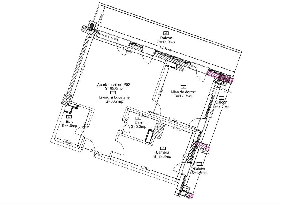 Apartament 3 camere | Terase generoase | 0% comision | Wings - Schiță 12