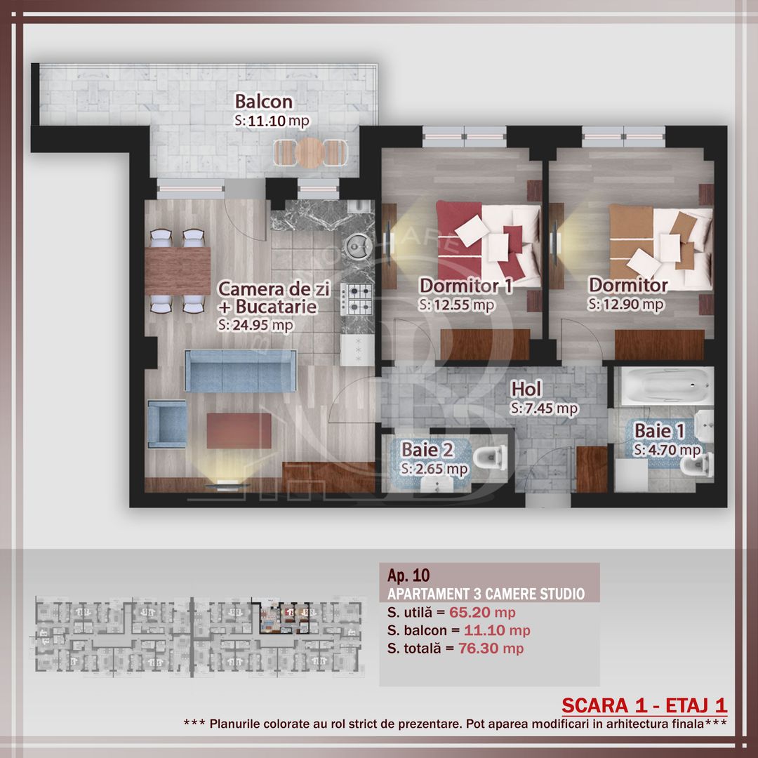 Apartament 3 camere Pret Promotional-Titan Pallady - Schiță 1