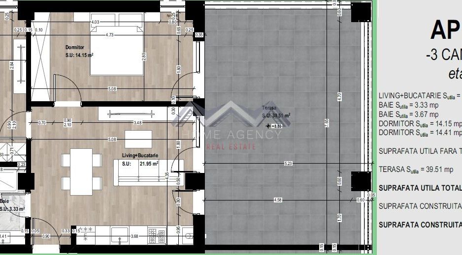 Apartament 3 camere + terasă 40 mp | Preț imbatabil în Otopeni - Schiță 7