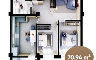 Vânzare, apartament, 3 camere, str. Nicolae Dimo, Durlești - Poză 1