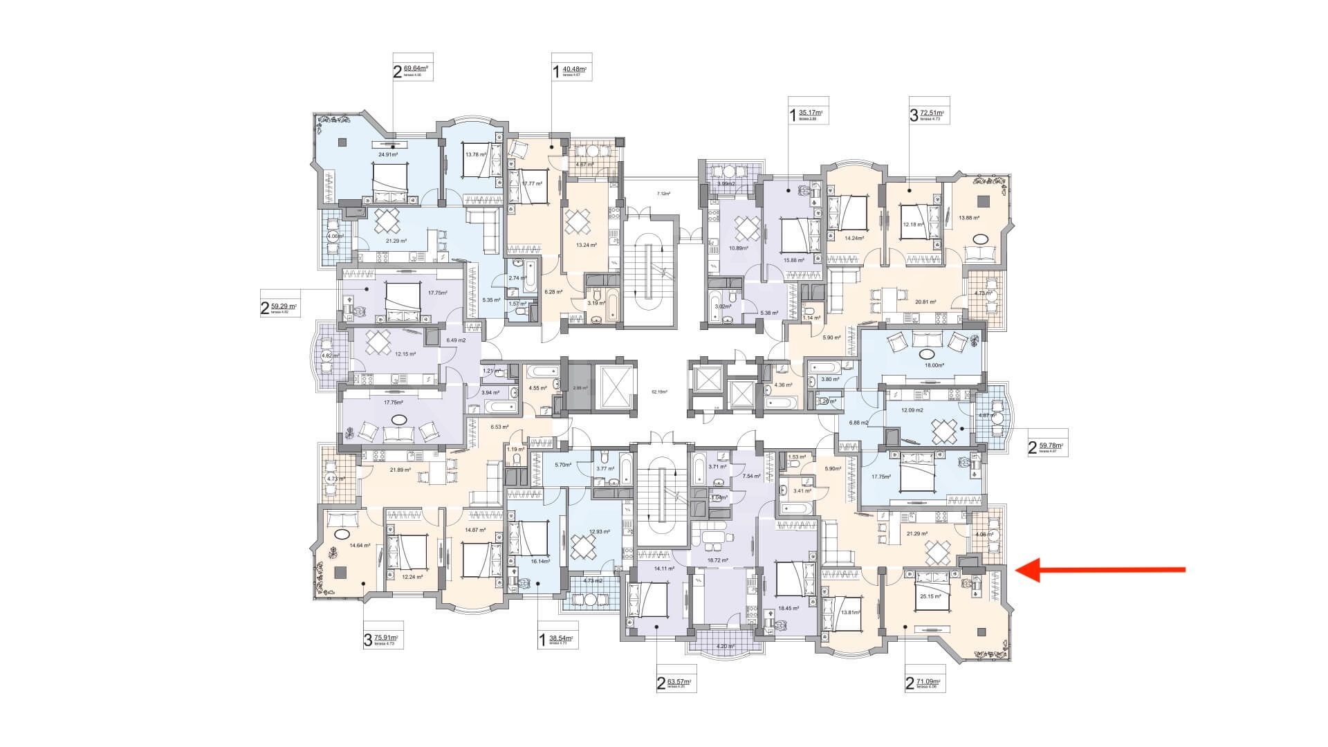 Vânzare, apartament, 2 camere + living, str. Ion Nistor, Centru - Schiță 16