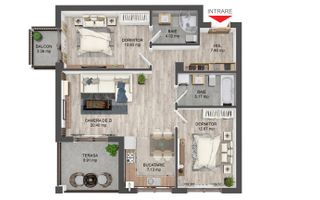 Apartament 3 camere, 71 mp,gradina 50 mp -  Selimbar - Schiță 12