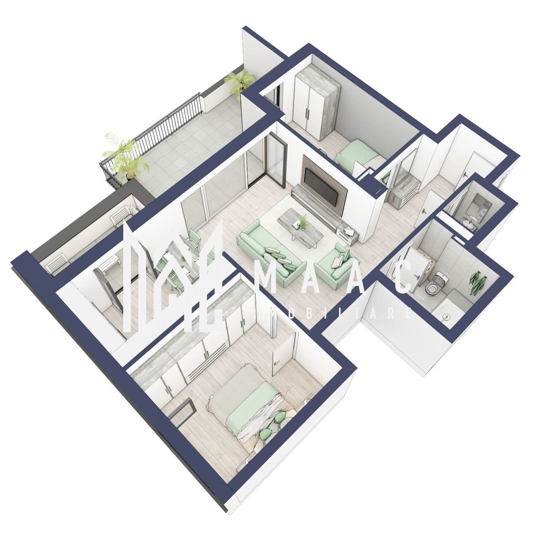 Apartament 3 camere | Balcon 22.2 mp | Etaj 3 | Turnisor - Poză 4