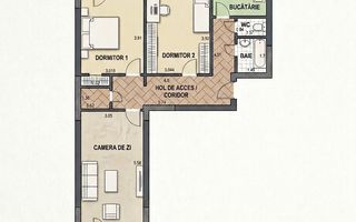 3 camere lângă Valea Morilor | 72,6 m² | Buiucani, str. Vasile Lupu 59 - Poză 18