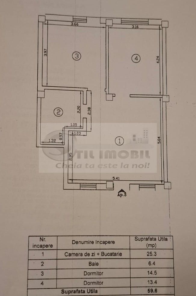 Apartament 3 cam - Str. Magnoliei - 50 mp terasa. - Schiță 9