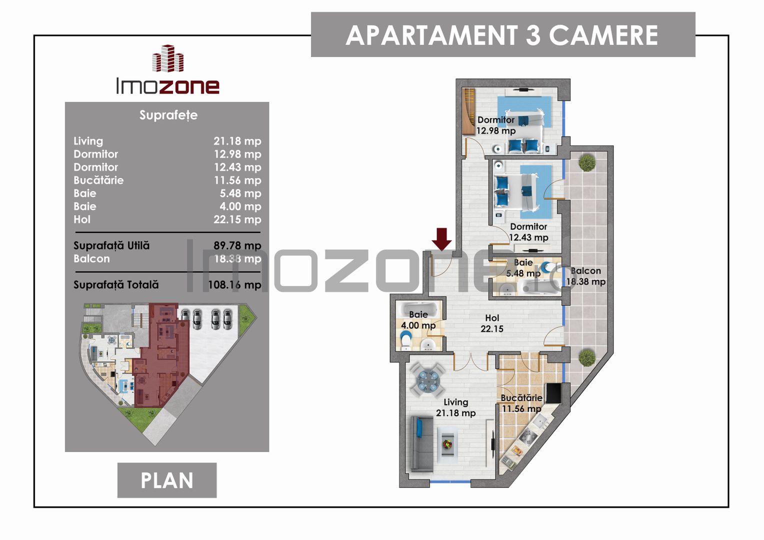 Apartament 3 Camere/ Terasa De 19MP/ Parc Crangasi/ Parter Inalt/ Finisat/ NOU - Poză 2