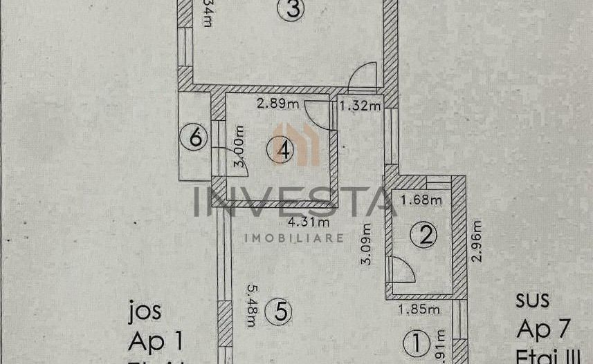 Apartament de 3 camere, bun pentru investitie ! - Schiță 7
