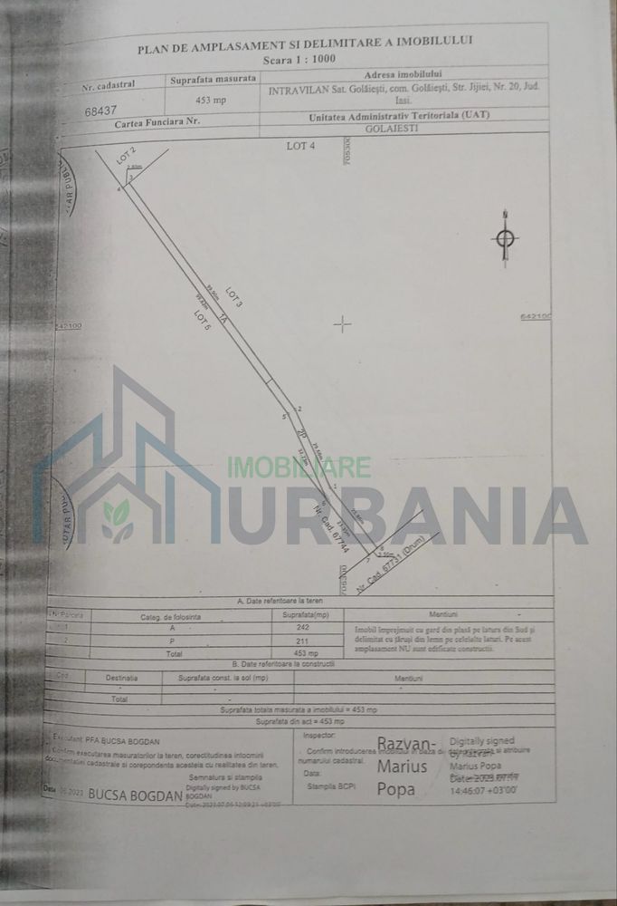 Teren intravilan de vânzare în comuna Golești, sat Golești, strada Jijiei nr. 20 - Poză 3