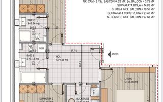Ap 3 camere, mobilat și utilat – Pallady, metrou Teclu - Schiță 15